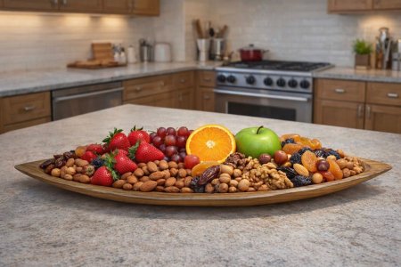 صحن تقديم خشبي المكسرات والفواكه