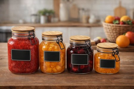 مرطبانات تخزين زجاج بغطاء خشبي مع قفل