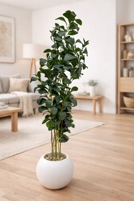 شجرة زينة صناعية في مركن أبيض