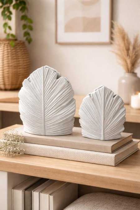 فازة بورسلان ع شكل ورقة شجر