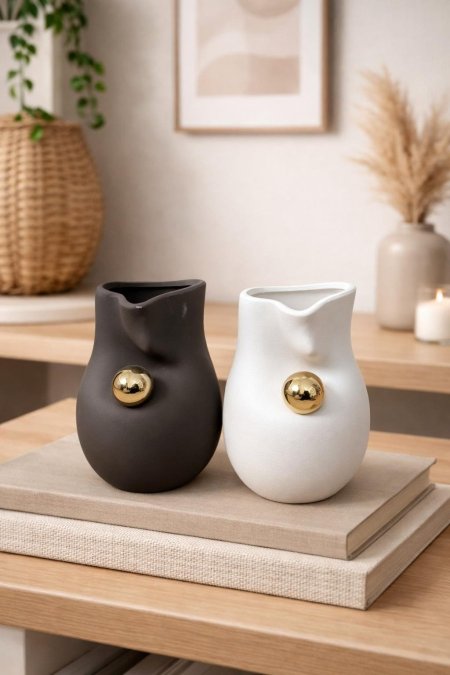 فازة بورسلان عشوائي مع طلبة ذهبي